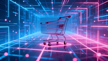 Shopping cart in digital space