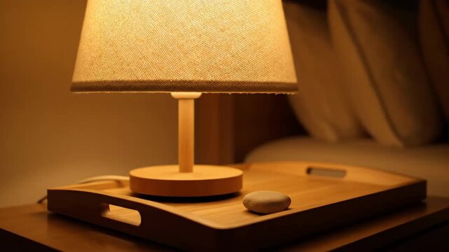 Cozy Ambiance With Bedside Lamp And Natural Stone Enhancing Home Interior Design - Powered by Adobe