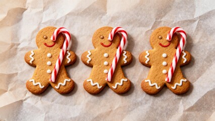 Gingerbread men with candy canes
