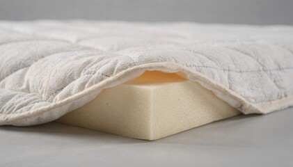 Medium shot of foambacked mattress ticking fabric showcasing added cushioning and reinforced durability for mattress covers emphasizing enhanced comfort and structural support.