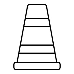 road cone line icon with editable stroke