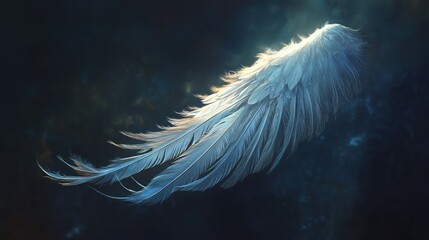 Light Divine Wing, Dark Background, Fantasy, Spiritual, Art, Use for spiritual posters or greeting cards