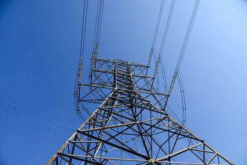 High voltage power poles from power plants.