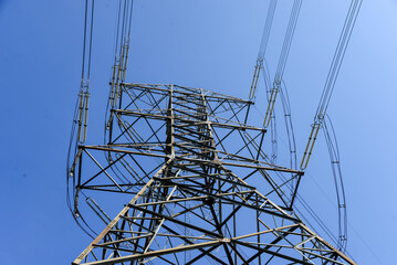 High voltage power poles from power plants.