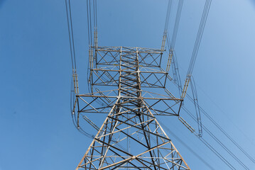 High voltage power poles from power plants.