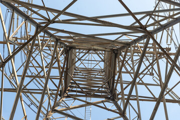 High voltage power poles from power plants.