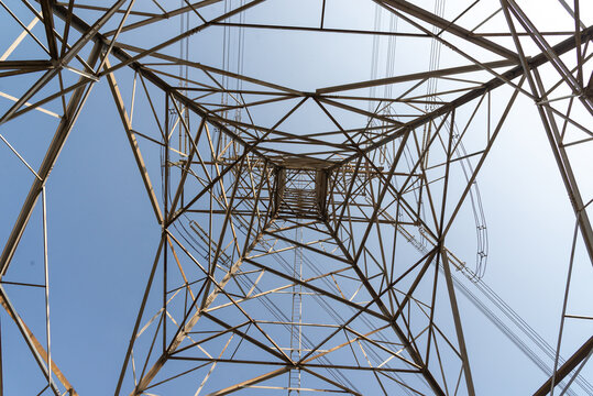 High voltage power poles from power plants.