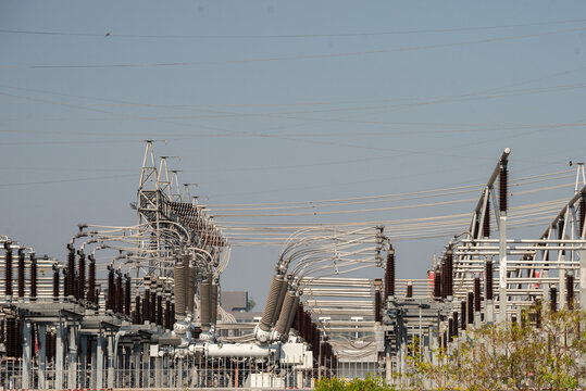 A high voltage power plant to supply electricity to the city.