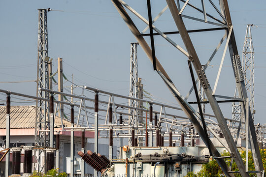 A high voltage power plant to supply electricity to the city.