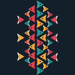 School of abstract fish swimming in opposite directions on a dark background vector illustration
