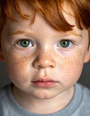 そばかすのある笑顔の子供を描いた油彩画風のポートレートイラスト