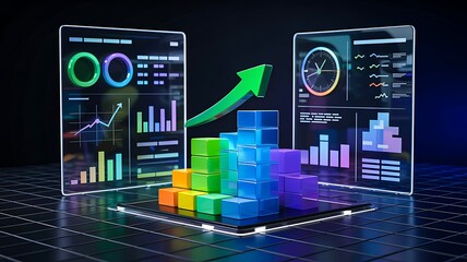 Business analytics dashboard showing growth and performance metrics
