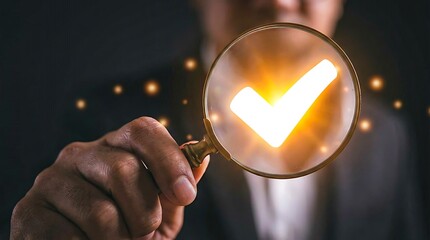 Business approval and verification concept with checkmark symbol

