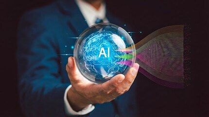 Artificial intelligence innovation concept with digital ai sphere

