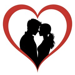 Couple in love within a heart