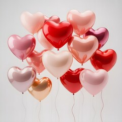 Celebratory heart-shaped balloons