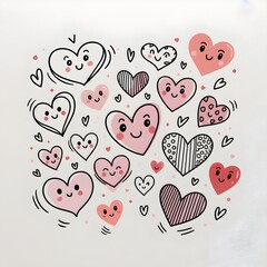 Whimsical hearts illustration