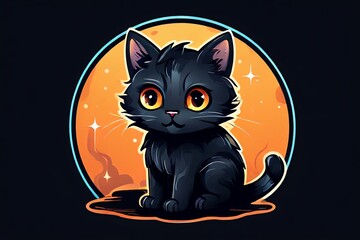 cat on a black background