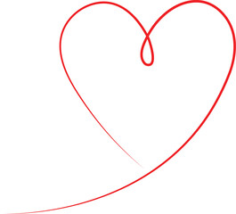 Red heart continuous line art love symbol minimalist vector illustration