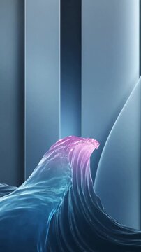 blue to purple gradient waves, modern abstract style, minimal vertical seamless loop, clean background