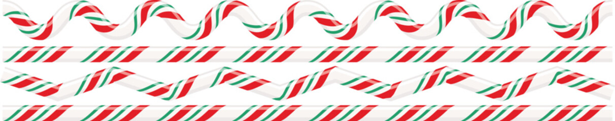 Festive red and white candy canes arranged in decorative patterns