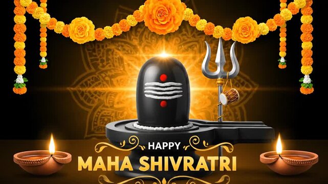 Happy Maha Shivratri Shiva Lingam Trident Festival Background