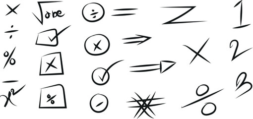 Mathematical symbols and notations handwritten chart