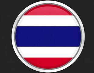 Obraz premium A round, shiny flag of Thailand. It has three colored stripes, centered