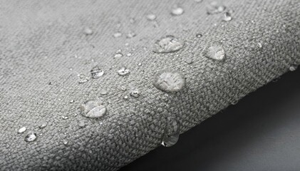 Detailed medium shot showcasing mildewresistant treatment applied to industrial textile focusing on glossy finish and enhanced durability against mold and moisture.