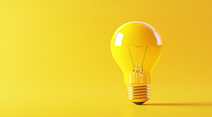 Yellow Lightbulb Minimal Concept on Bright Background