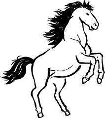 2026 Year of the Horse Chinese New Year Zodiac Black Outline Line Art