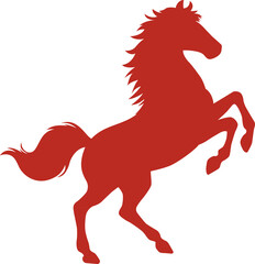 2026 Year of the Horse Chinese New Year Zodiac Red Silhouette