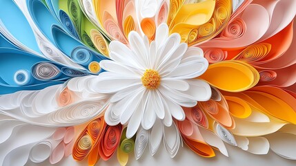 Colorful flower arrangement with paper art