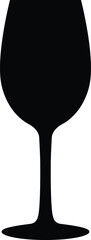 Silhouette Of Wine Glass Icon Vector on Transparent Background.