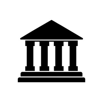 A minimalist icon of a classical building, typically representing a bank or government institution