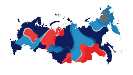 Obraz premium Russia Map with Color-Coded Regions, Political and Administrative Divisions, isolated white background.
