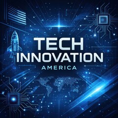 Futuristic Technology Innovation Poster Representing American Progress