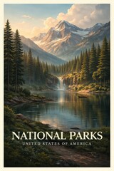 Serene National Parks Poster with Timeless American Landscape Design