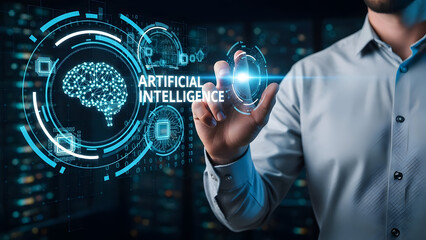 Man Interacting with Ai Interface