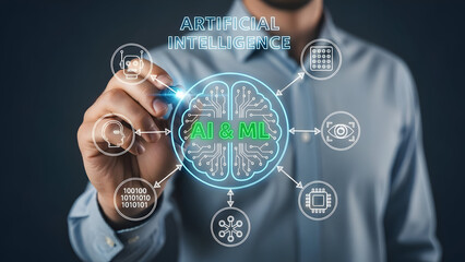 Man Touching Ai and Machine Learning Icon