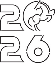 Chinese New Year Horse Vertical Illustration