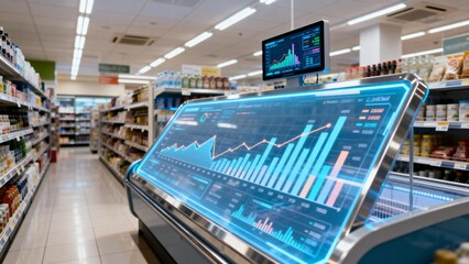 Supermarket with digital sales display