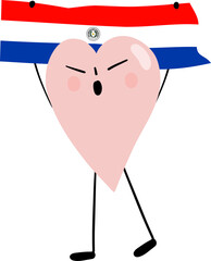 illustration of heart cartoon character with Paraguay flag © paweeillus
