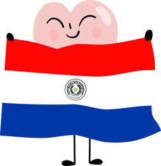 illustration of heart cartoon character with Paraguay flag © paweeillus