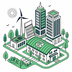 Naklejka premium Sustainable Smart City with Green Technology and Eco Infrastructure