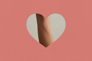 Heart Partially Cropped by Frame on Minimal Background