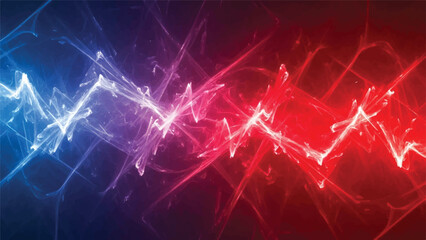 Obraz premium Vibrant abstract digital art with glowing red and blue lines on dark background