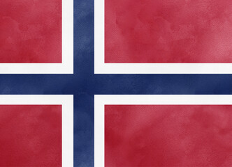 Fototapeta premium illustration of Norway flag in watercolor style