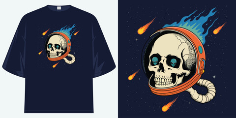 another space oddity skull in astronaut helmet with alien eyes graphic apparel t shirt design vector illustration artwork t shirt design vector illustration artwork
