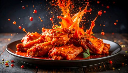 Barbecue Style Grilled Chicken Wings Close Up Food Photography